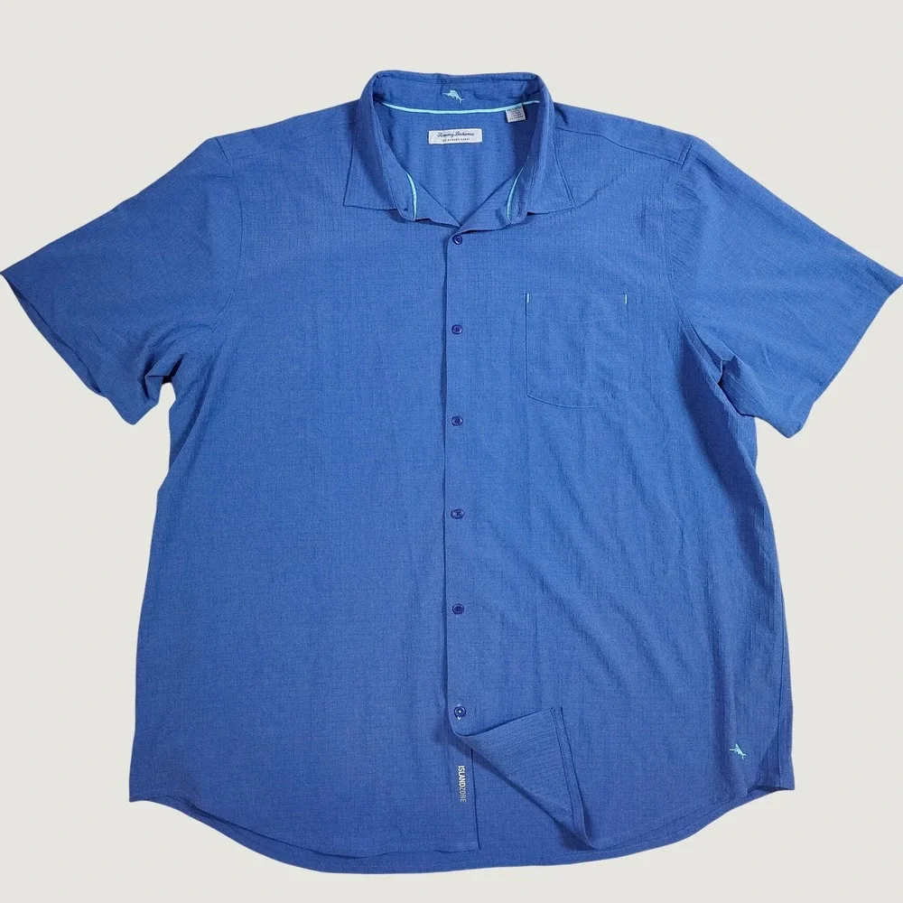 Tommy Bahama The Bahama Coast IslandZone Shirt 3XLT Blue Performance‎ Textured